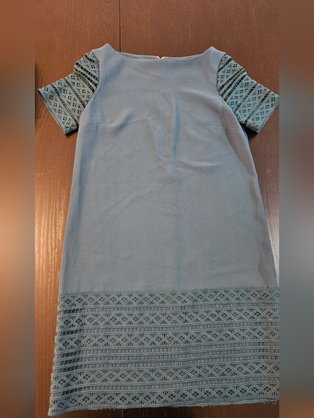Teal Blue Lace-Hem Shift Dress - Next Brand